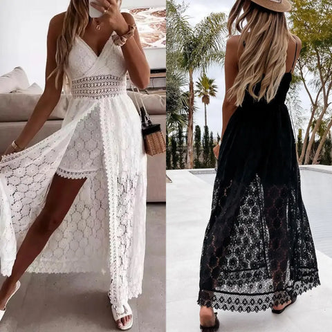 SABRINA - Unique summer lace dress with integrated shorts