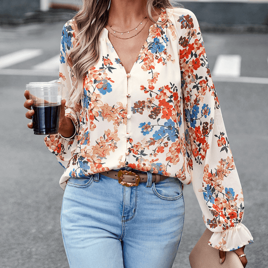 Abby – Long Sleeve Blouse with Enchanting Floral Patterns - Chic Avenue