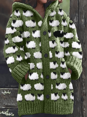 Addis – Charming Vintage Cardigan with Delightful Sheep Design - Chic Avenue