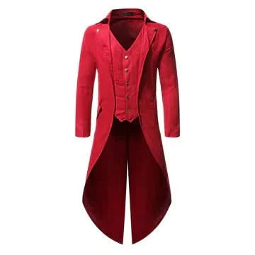 Cain - MEDIEVAL GOTHIC TAILCOAT - XS / Red - Coat