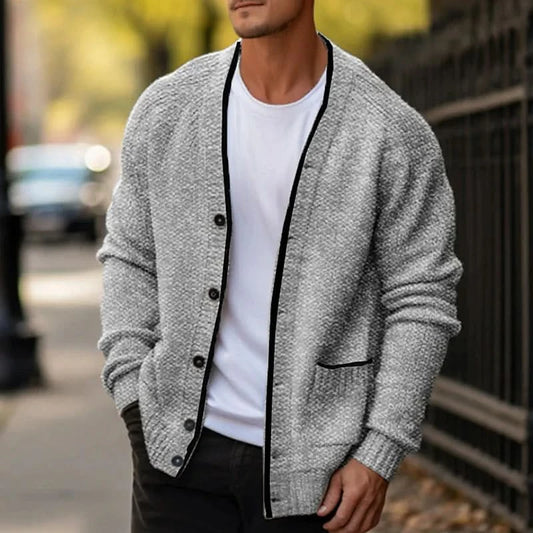 CALVIN - Elegant Men’s Knit Sweater Made of High-Quality Wool in Italian Style - XS / Light Gray - Pullover