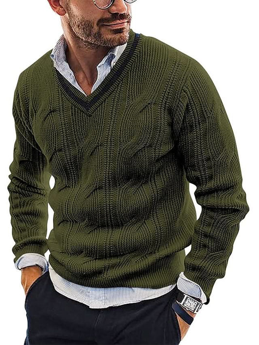 CALVIN - Stylish wool sweater for men (Italian design) - Army Green / XS - Pullover