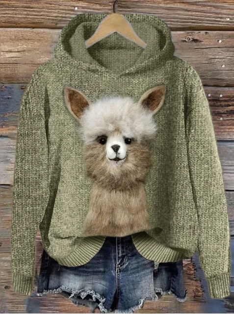 Cerys – Funny and cozy hoodie made from soft alpaca! - Green / XS - Pullover