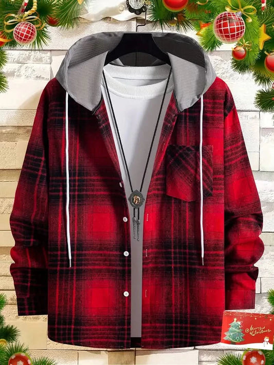 Christopher – Men’s Checkered Shirt Jacket for a Stylish Look - Red / XS - Hoodie