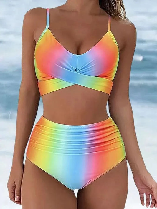 Ciaran - Elegant 2-Piece Bikini Set for an Unforgettable Summer 2023! - Rainbow / XS - Set