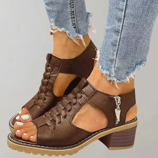 Comfortable and stylish orthopedic sandals with elegant heel - Brown / 36 - Orthopedic shoes