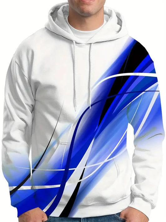 Crad – Stylish Striped Hoodie for Men - Royal Blue / M - Pullover