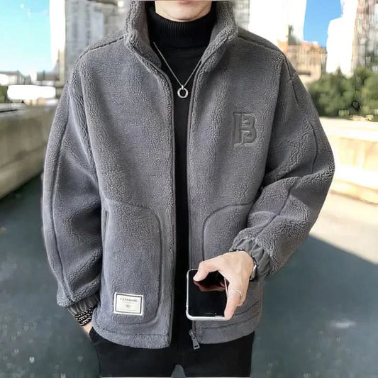 Daniel – Cozy Fleece Jacket for Men - Gray / XS - Coats & Jackets