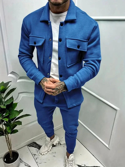 Daniel – Stylish 2-piece casual jacket with button details - Blue / XS - Coats and Jackets