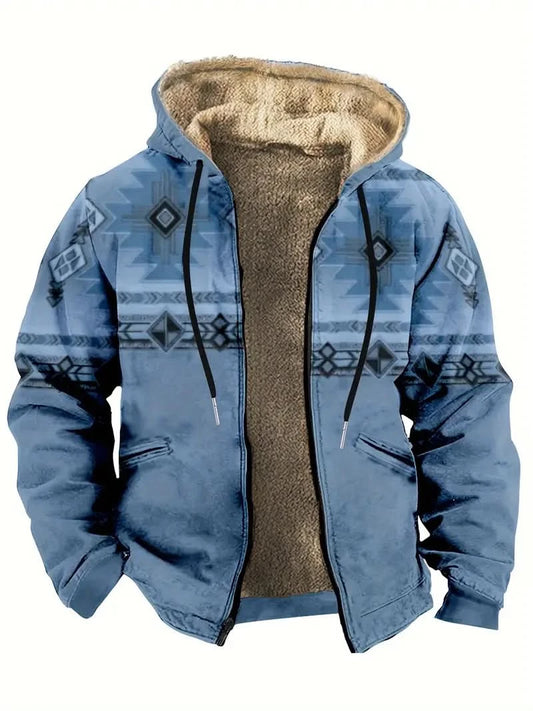 David – cozy fleece-lined jacket with practical hood - Light Blue / M - Winter jacket