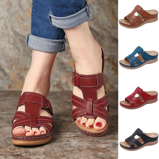 EASYWALK - Comfortable Orthopedic Sandals with Super Soft Sole for Pain-Free Feet and Optimal Body Balance - Burgundy