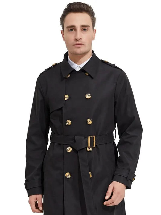 Elegant double-breasted trench coat by Robert - Black / S - Trenchcoat