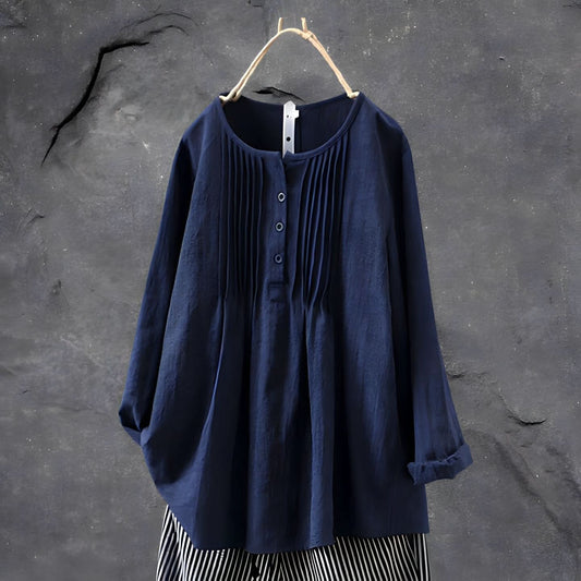 Elegant handcrafted blouse for a casual look - Dark Blue / XS - Blouse