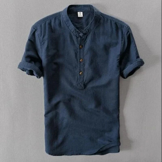 Elevate Your Summer Style with the Geoffrey Linen Shirt - Navy Blue / XS - Shirt