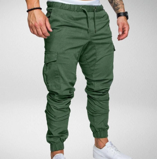 ELIYAS - Ultra-fashionable stretch pants with a comfortable elastic waistband and practical large side pockets - Green