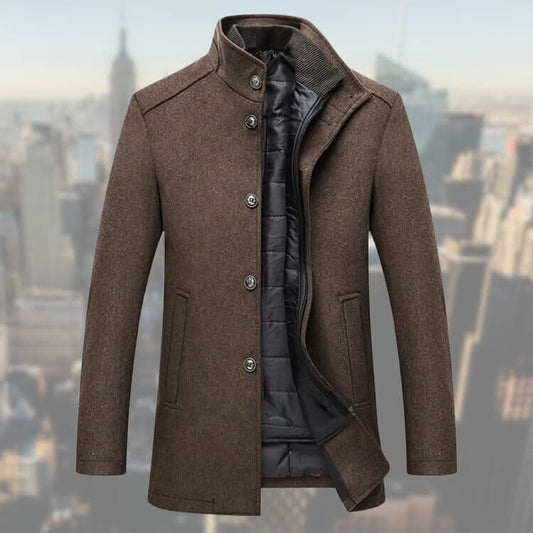 Emilio - Stylish and luxurious coat with a chic vest for special occasions - Brown / S - Winter jacket