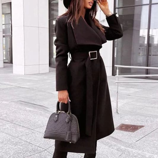 Engel - elegant wool coat with belt - Black 1 / XS - Trenchcoat