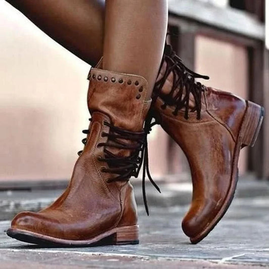 Jatta - Elegant Lace-up Leather Boots for a Trendy Look - Brown / 36 - Boots