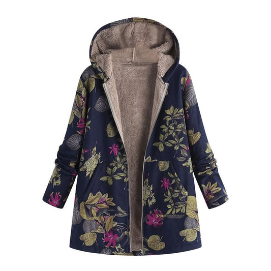 Joanna | Stylish Vintage Jacket with Unique Pattern - Dark Blue / XS - Trenchcoat