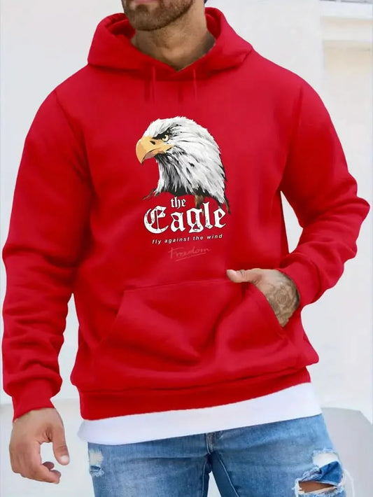 Kaden – Men’s Hoodie with Impressive Eagle Design - Red / XS - Coats & Jackets