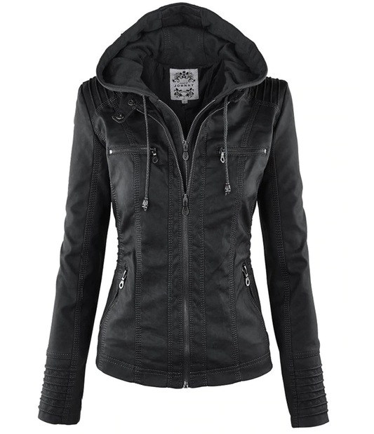 KIARAS - Stylish Leather Jacket for a Trendy Autumn Look - Black / S - Leather jacket