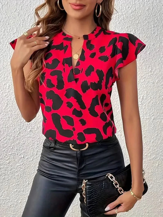 Laylia | Stylish blouse in trendy leopard print - Red / XS - Blouse