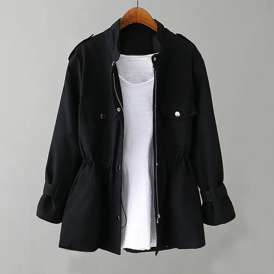 Lenja - Stylish solid color women’s jacket with adjustable drawstring - Black / XS - Wind jacket