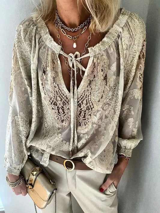 Lili - Exclusive blouse with enchanting lace accents - Blouse