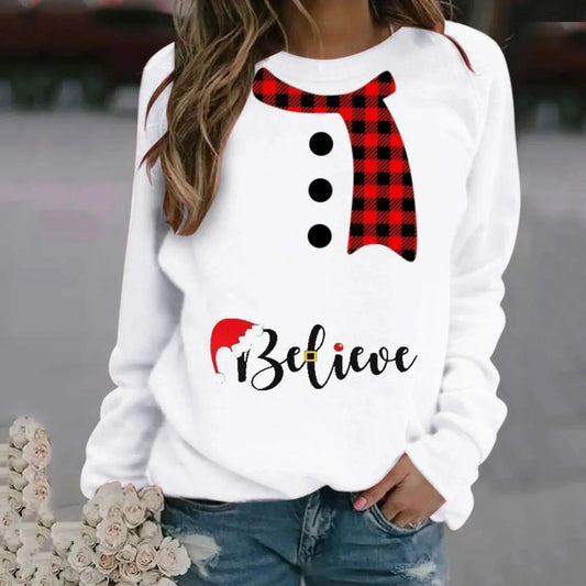 Lilys - Women’s Christmas Patterned Long Sleeve Modal Sweater - White / XS - Pullover