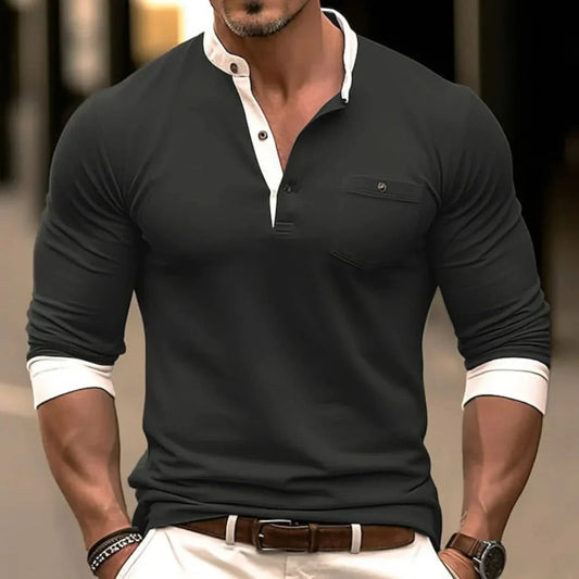 Maik – Trendy Long Sleeve Shirt for Men in Stylish Design! - Black / M - Shirts