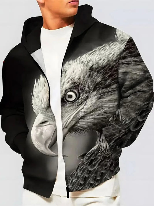 Matthew – Men’s Hoodie with Stylish Eagle Motif - Black / XS - Pullover