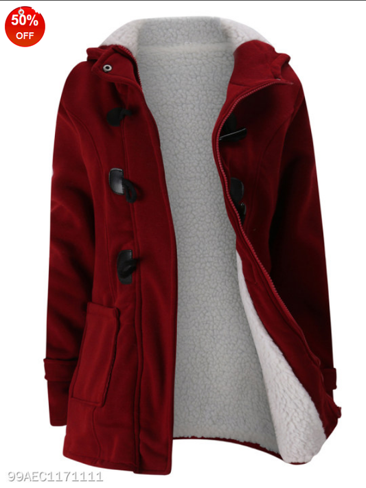 Mia - fluffy jacket - Red / S - Jackets