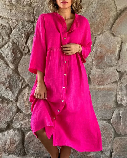 Miahh - Stylish and unique dress for summer/spring - Pink / XS - Long Dress