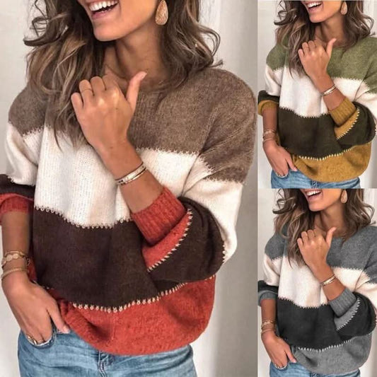 NENA - Beautiful cozy knitted sweater for stylish warmth - Brown / S - Pullover