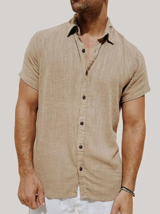 Oisin - Stylish linen shirt for men - Beige / S - Coats & Jackets