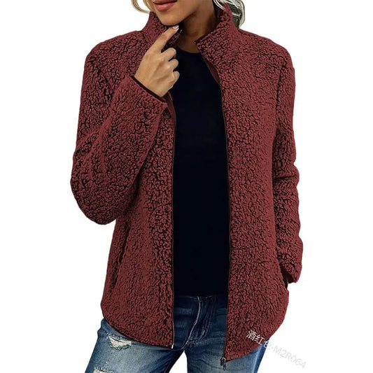 Olivia | Cozy Fleece Jacket for Women - Burgundy / XS - Winter jacket