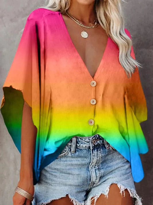 RINALDA - Stylish and casually cut blouse for spring and summer - Rainbow / S - Blouse