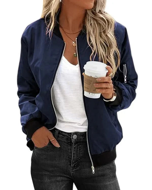 Robin - Elegant and Timeless Bomber Jacket with Practical Pockets - Ideal for Every Occasion! - Marine Blue / XS