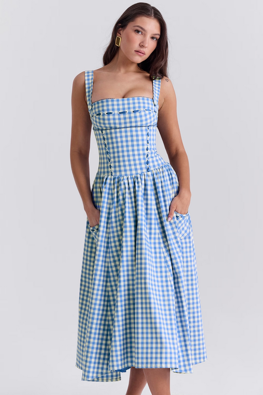 Rosie | Elegant Blue Summer Dress for Women - XS - Long Dress