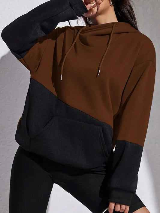 Savannah – Stylish Color Block Hoodie for Women - Coffee / XS - Coats & Jackets