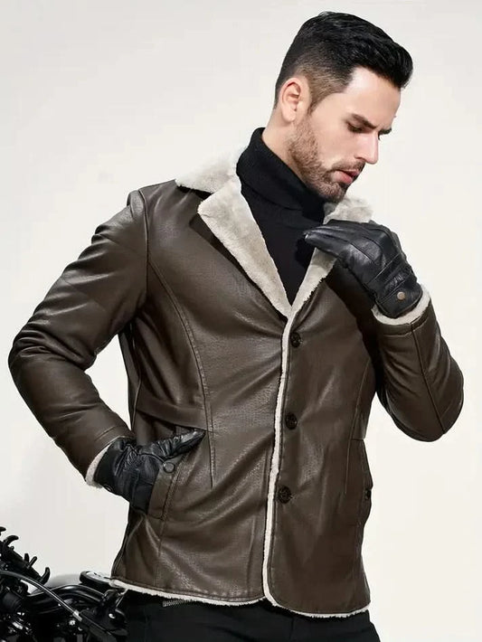 Sny - Men’s Vintage Leather Jacket in Timeless Style - Brown / XS - Leather jacket