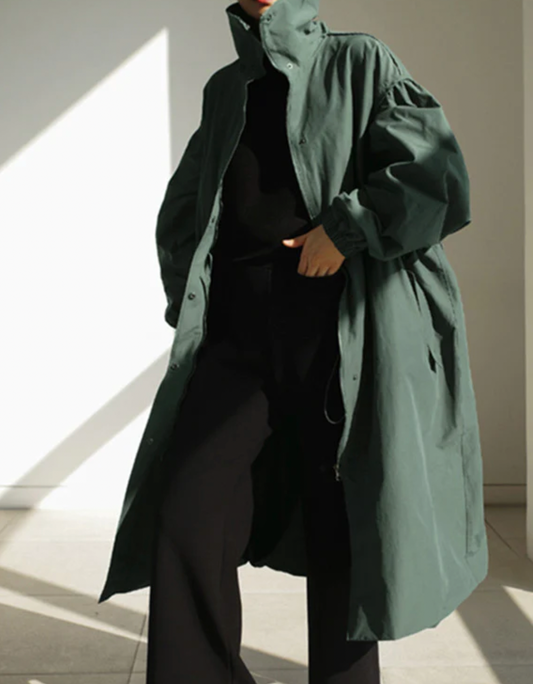 SOFIAS - Stylish warm long coat for the cold autumn and winter months - Green / XS - Winter jackets