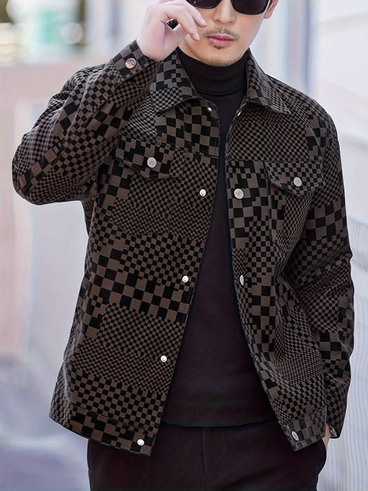 Stylish Checked Men’s Jacket by Raymd – Perfect Companion for Any Occasion! - Kaffee / XS - Jacket