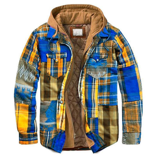 Stylish checked men’s jacket with hood for the perfect autumn and winter look - XS - Hooded jacket