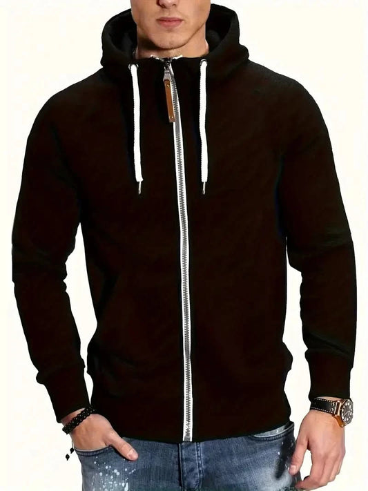 Stylish long-sleeved hoodie with practical zipper by John - Black / XS - Hooded jacket