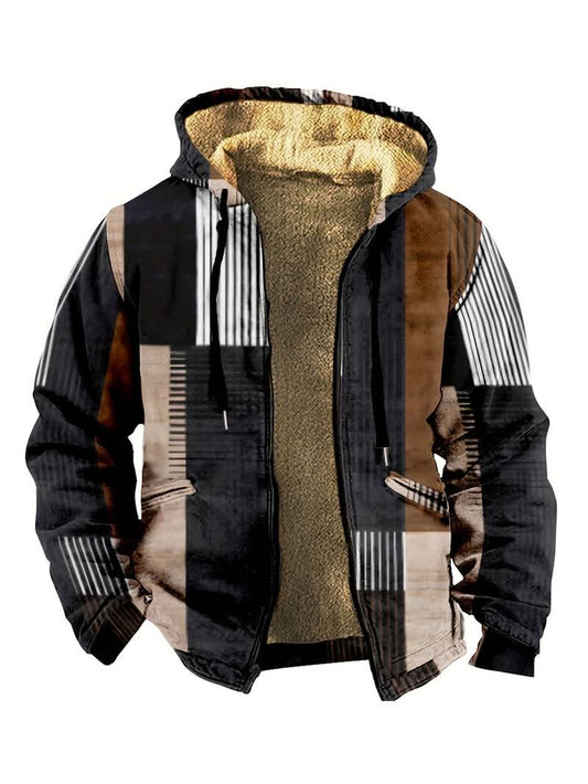 Stylish men’s coat in trendy check design - XS