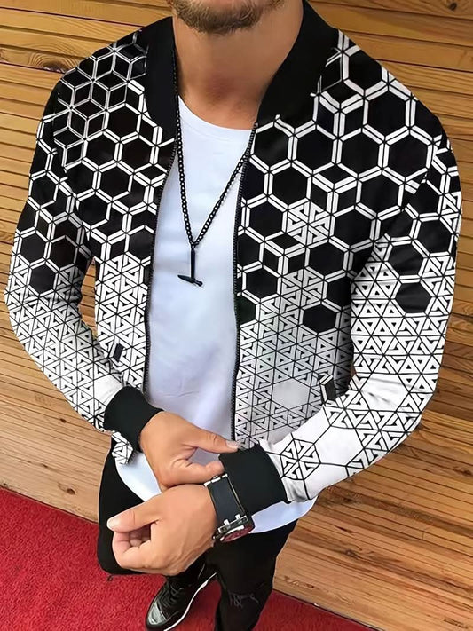 Stylish men’s jacket with modern geometric design by Richard - Jacket