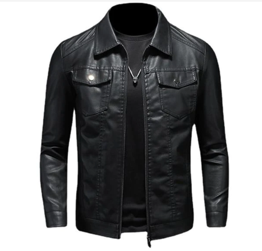 Stylish Men’s Leather Biker Jacket by GEORG - XS - Winter jacket