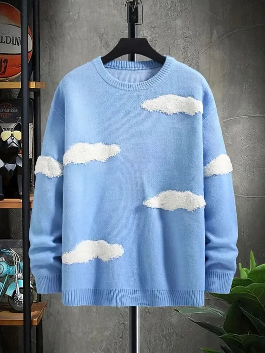 Stylish Men’s Sweater in Casual Cloudy Design - XS - Pullover