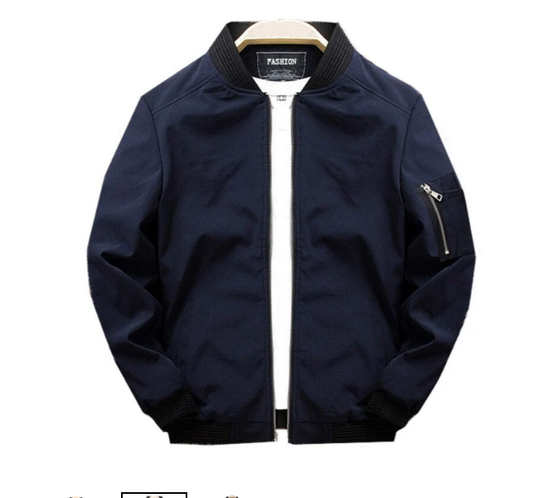 Stylish Men’s Transition Jacket with Zipper on the Sleeve - Navy / XS - Bomberjacket